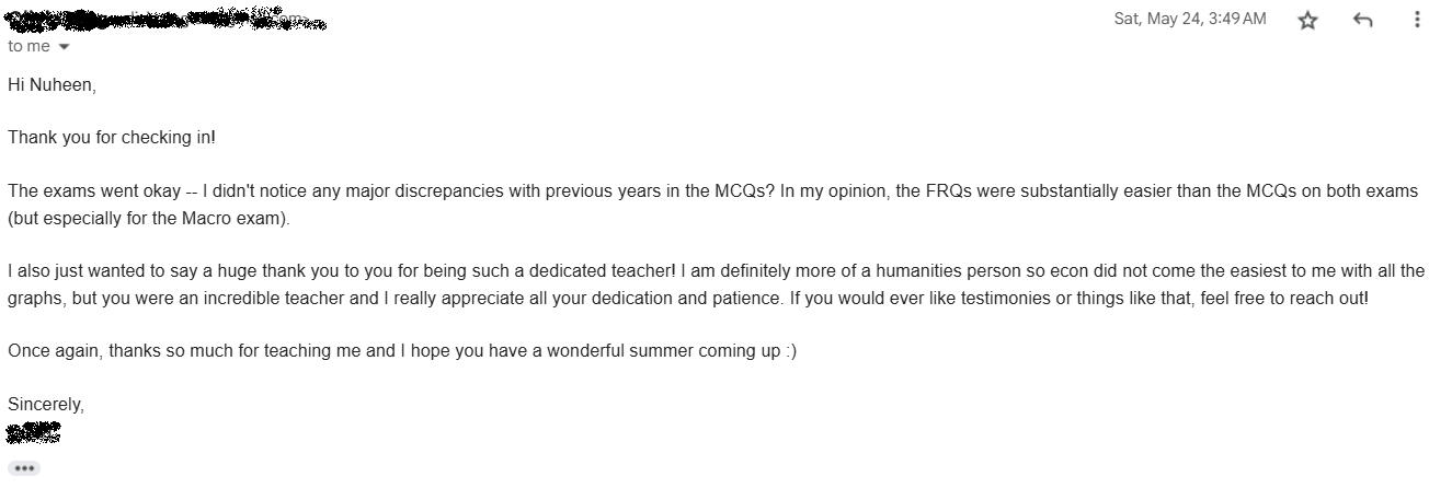 AP Micro student testimonial for Nuheen